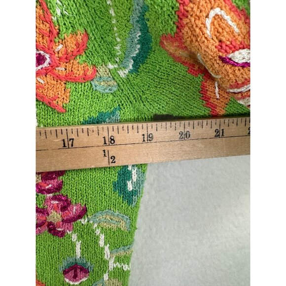 VTG David Brooks‎ ramie blend embroidered floral cardigan sz S - Picture 6 of 7